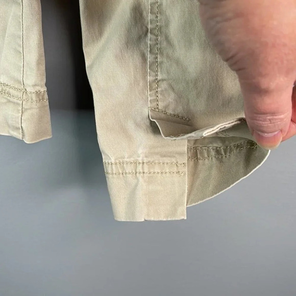 EILEEN FISHER Tan Utility Jacket Ruffled Neck Drawstring Waist Size XS - Picture 6 of 13